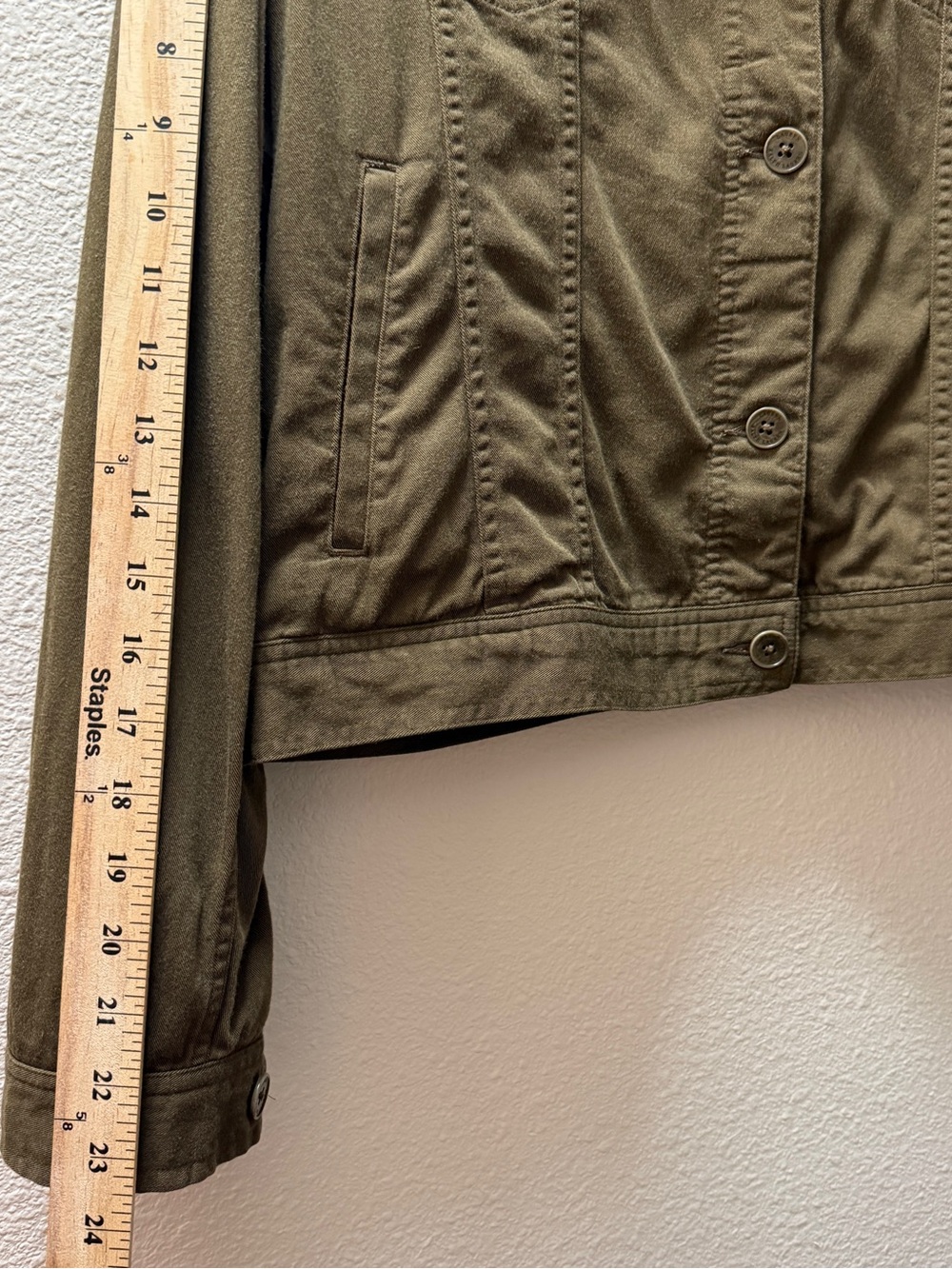 Lauren Ralph Lauren Women's Jacket Sz L Green Cotton Rayon Blend Utility Trucker - Picture 4 of 9